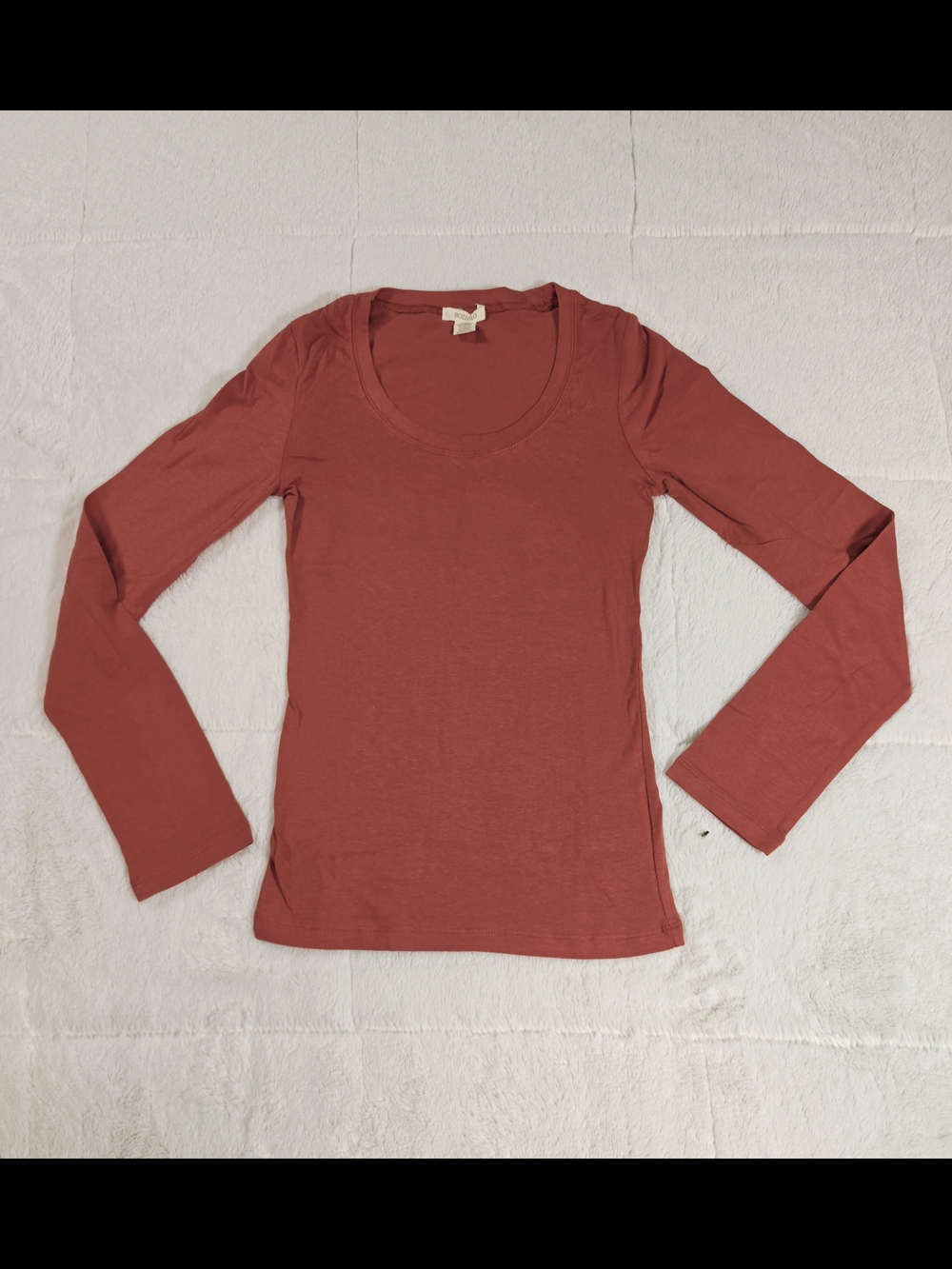 Bozzolo Scoop Neck Long Sleeve Top - Terracotta(BBX2-04)